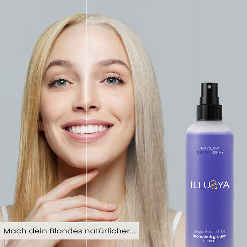 ILLUSYA Silverspray gegen Gelbstich für graues & blondes Haar - No Yellow Anti-Gelbstich Spray 200 ml